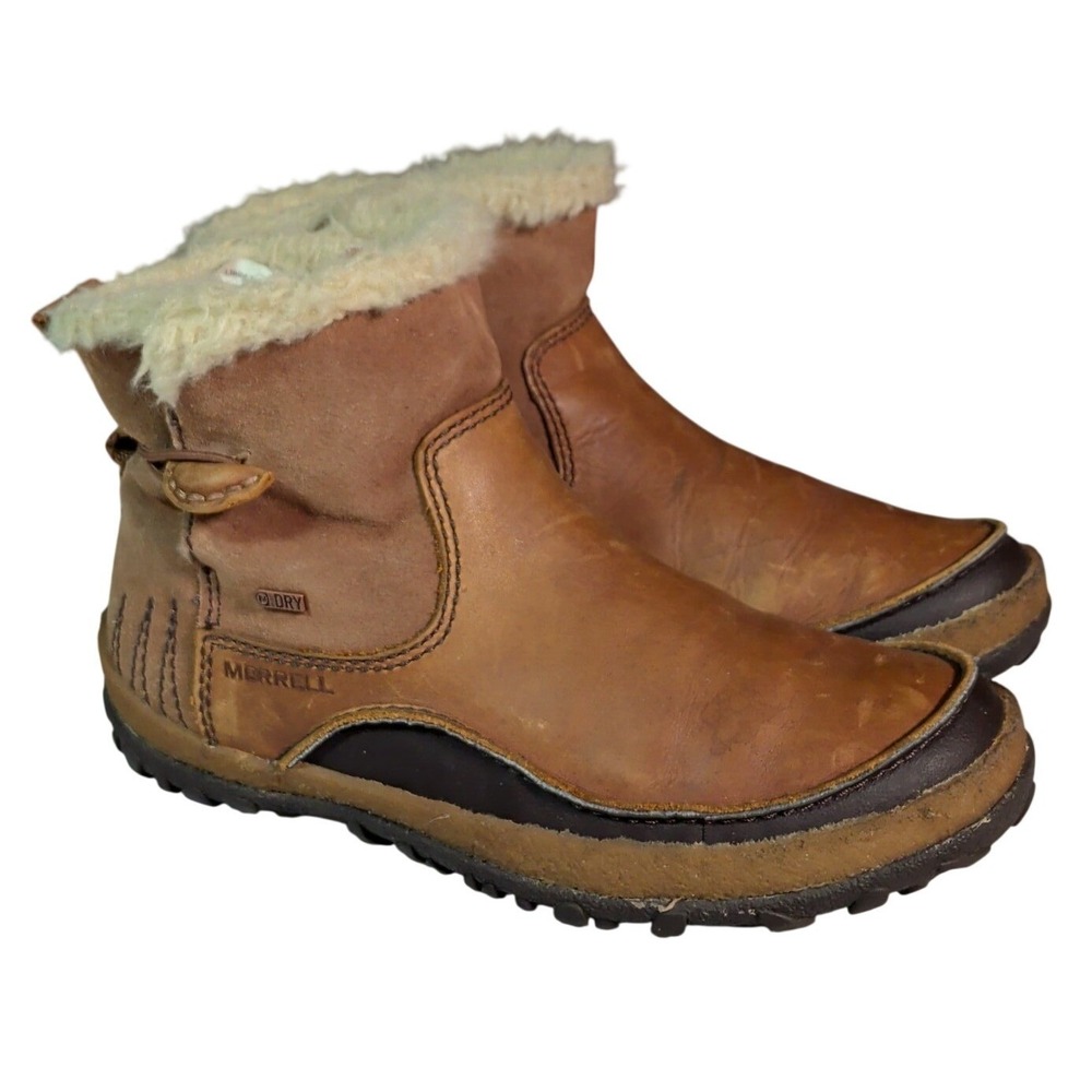Merrell Tremblant Pull On Polar Boots Womens Size 7.5 Waterproof Brown Leather